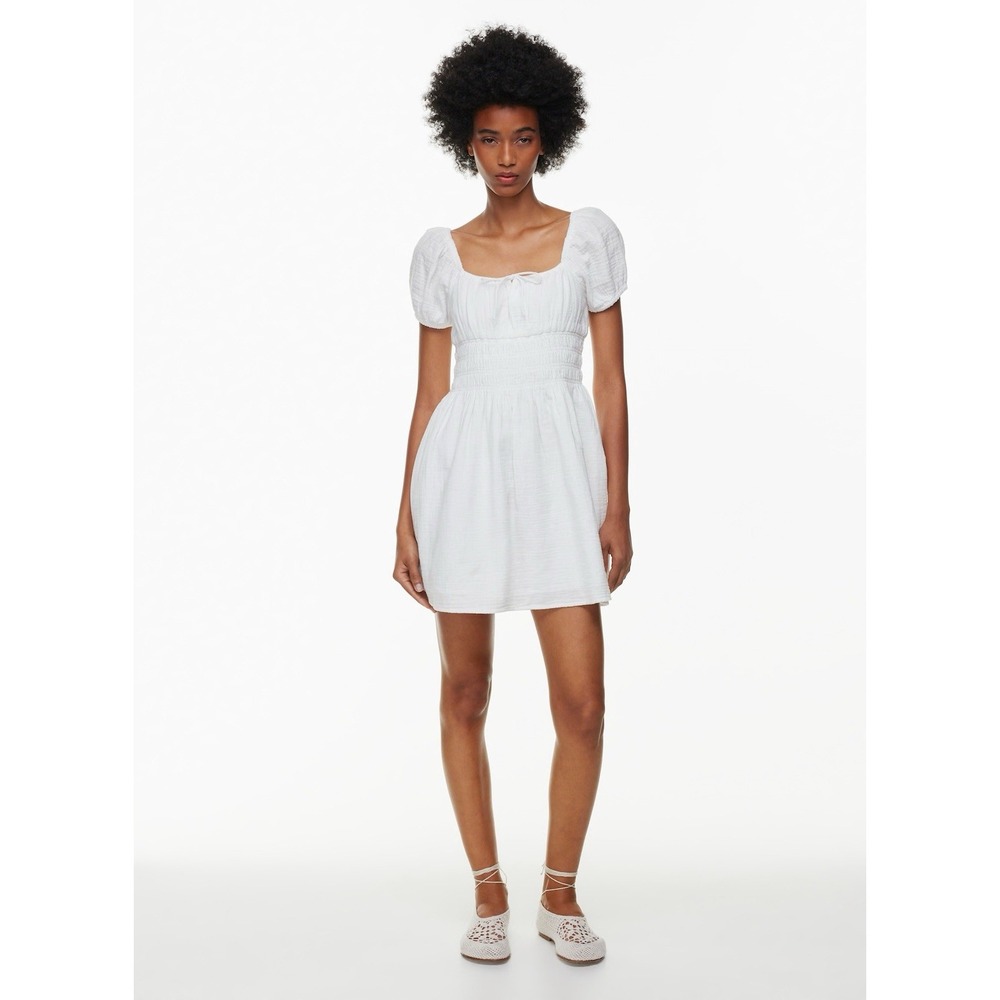 Aritzia Sundays Best The Kay Dress Mini Puff Sleeve Smocking Size S White